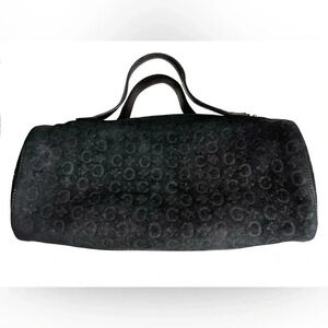 Celine mini embossed suede black barrel bag - EUC